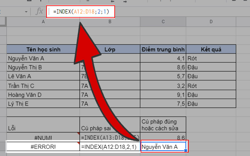 Cách sửa lỗi #ERROR!